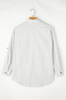 Striped Pocketed Tunic Button Up Shirt