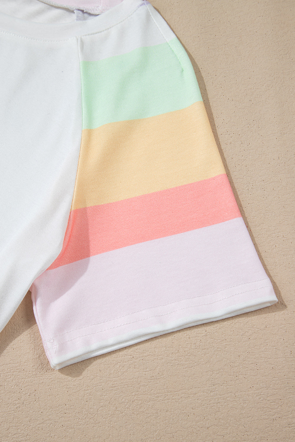 White Rainbow Striped Tee + Shorts Set