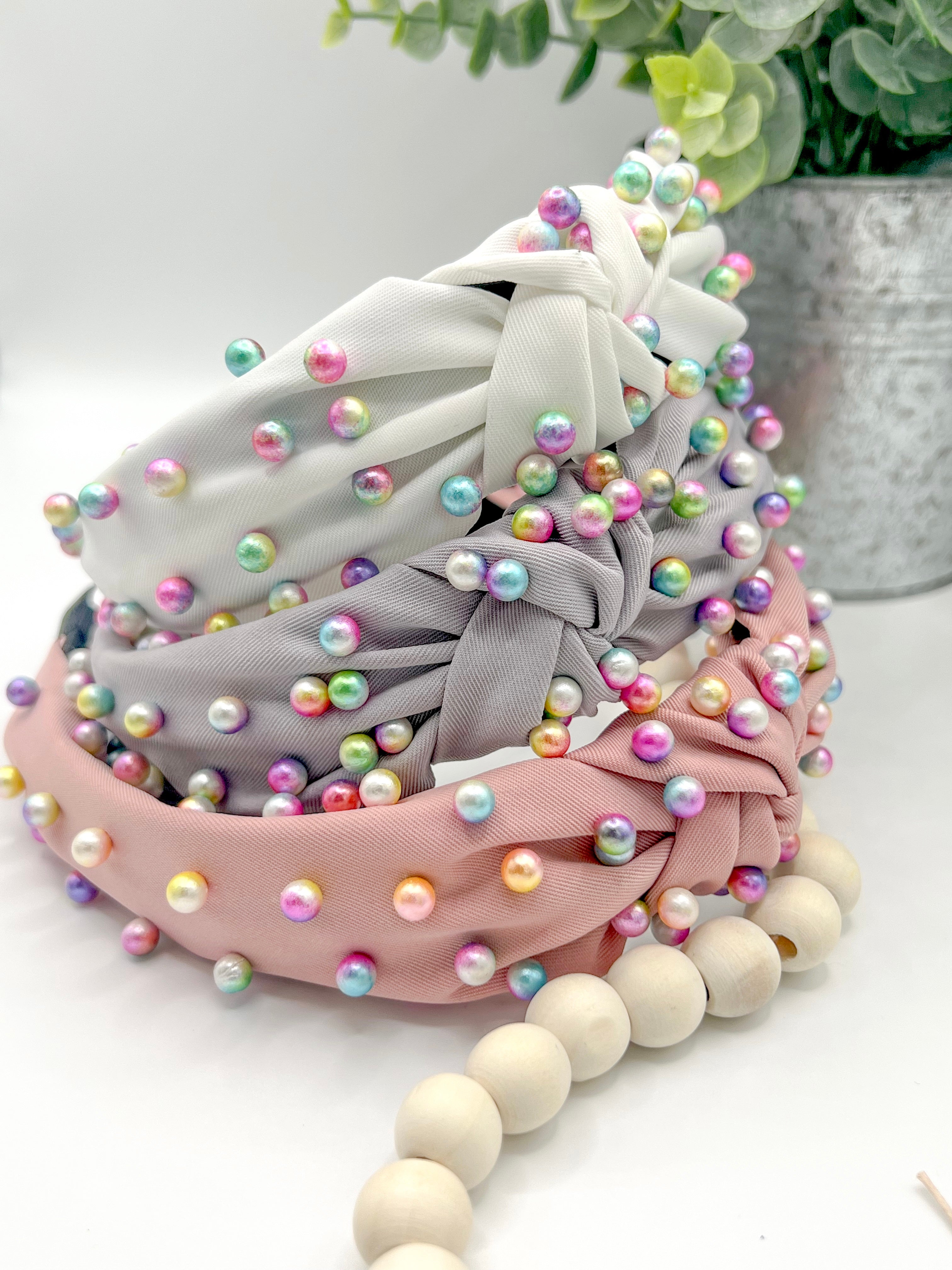 Rainbow Pearls Headband