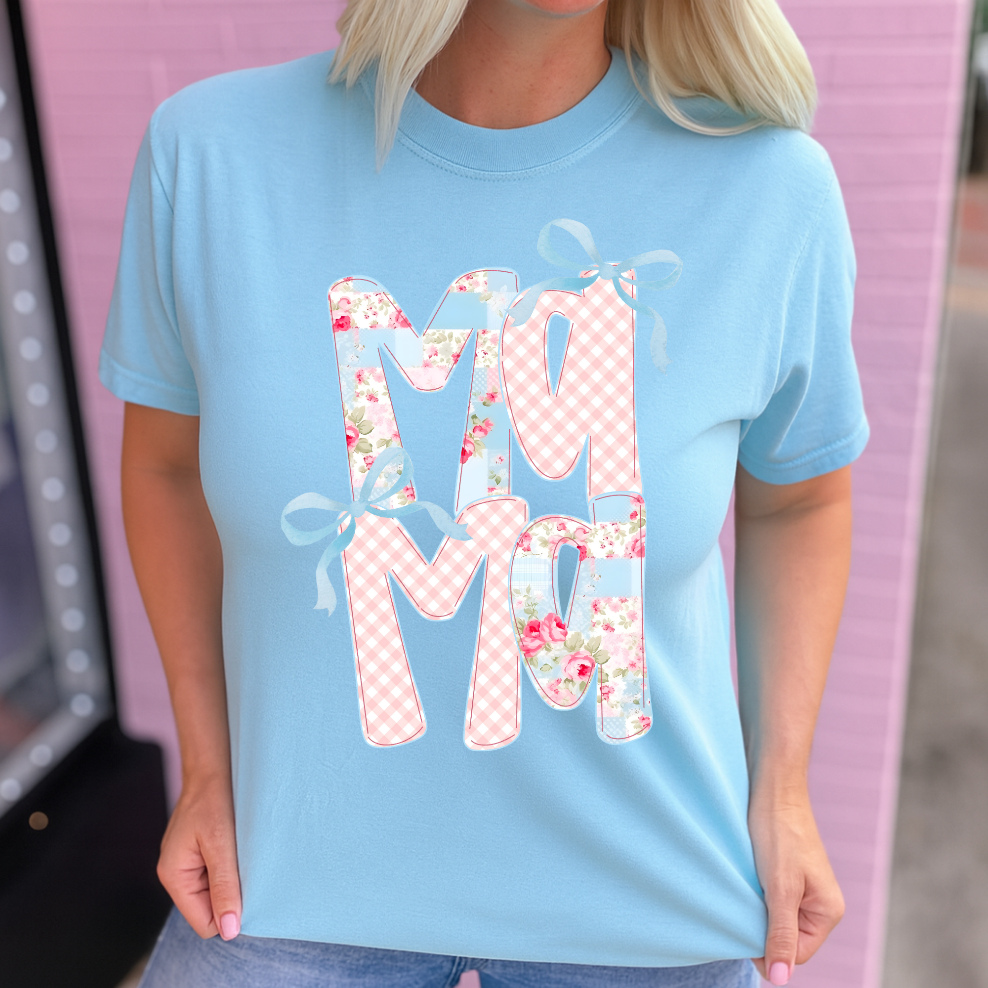 Floral Gingham Mama Graphic Tee