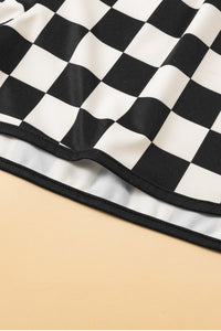 Rose Checkered Drawstring Elastic Waist Casual Shorts