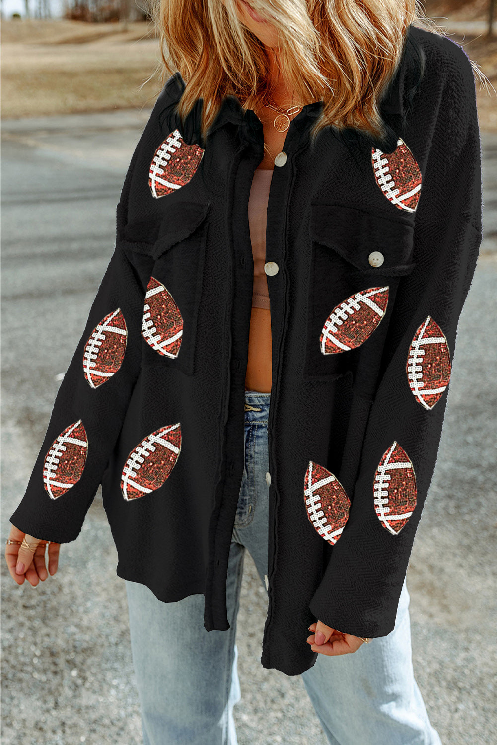 Black Fleece Football Shacket