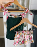 Kid's floral bag shorts and tie tank