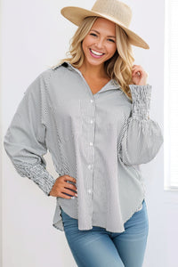 Black Striped Casual Blouse