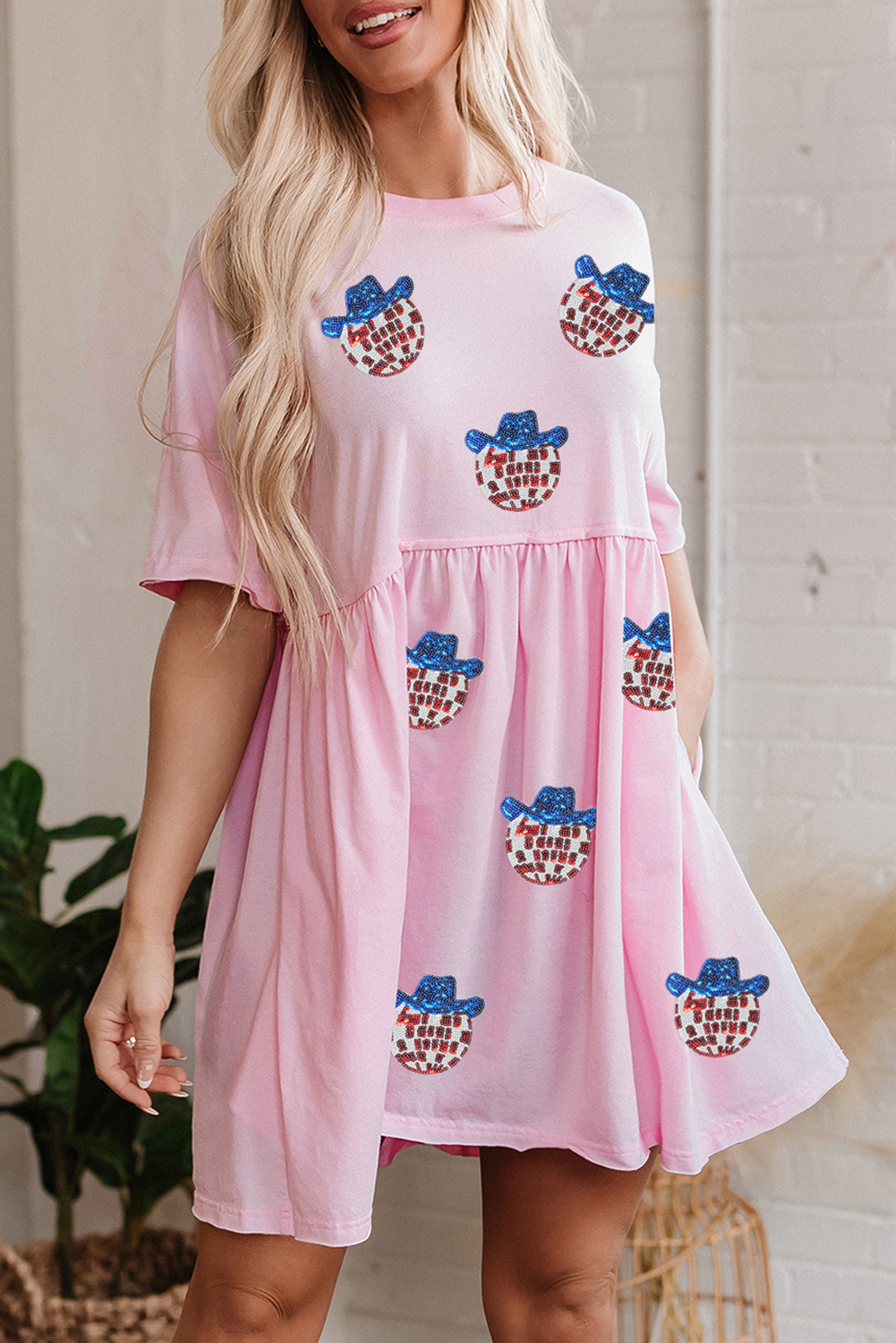 Pink Disco Patriotic Dress