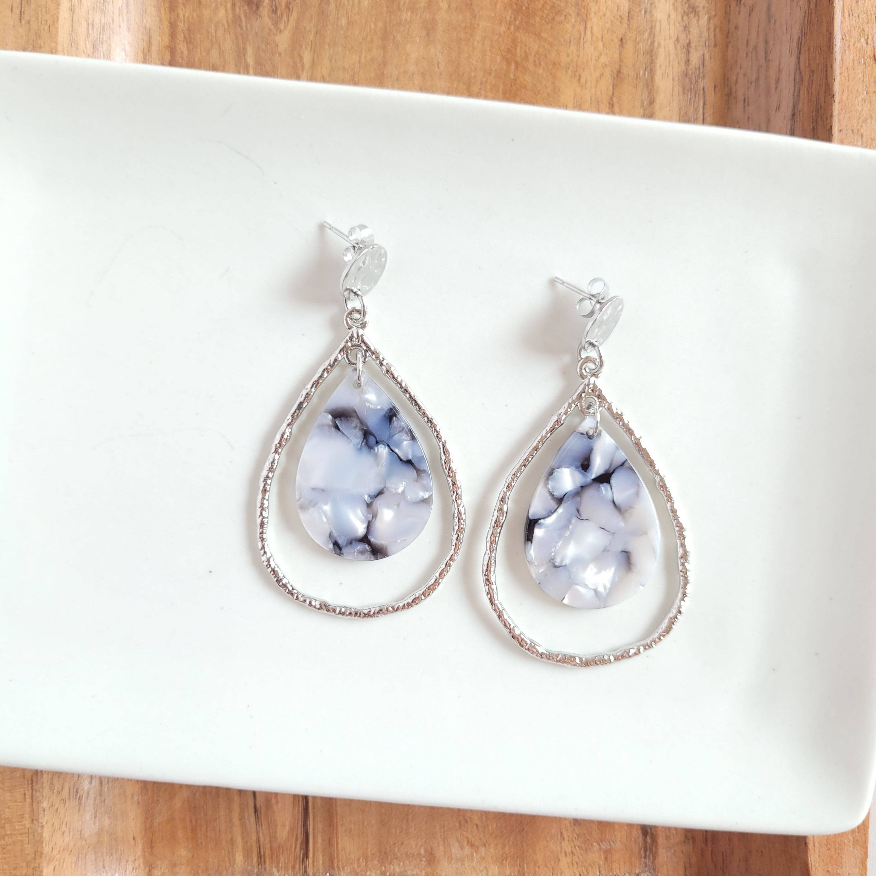 Savannah Earrings - Silver Granite