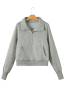 Half Zip Thumbhole Sleeve Sweatshirt