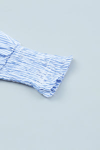 Stripe Shirred Cuff Shirt