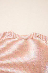 Wild Wind Solid Corded Knit Short Sleeve T Shirt and Wide Leg Pants Set