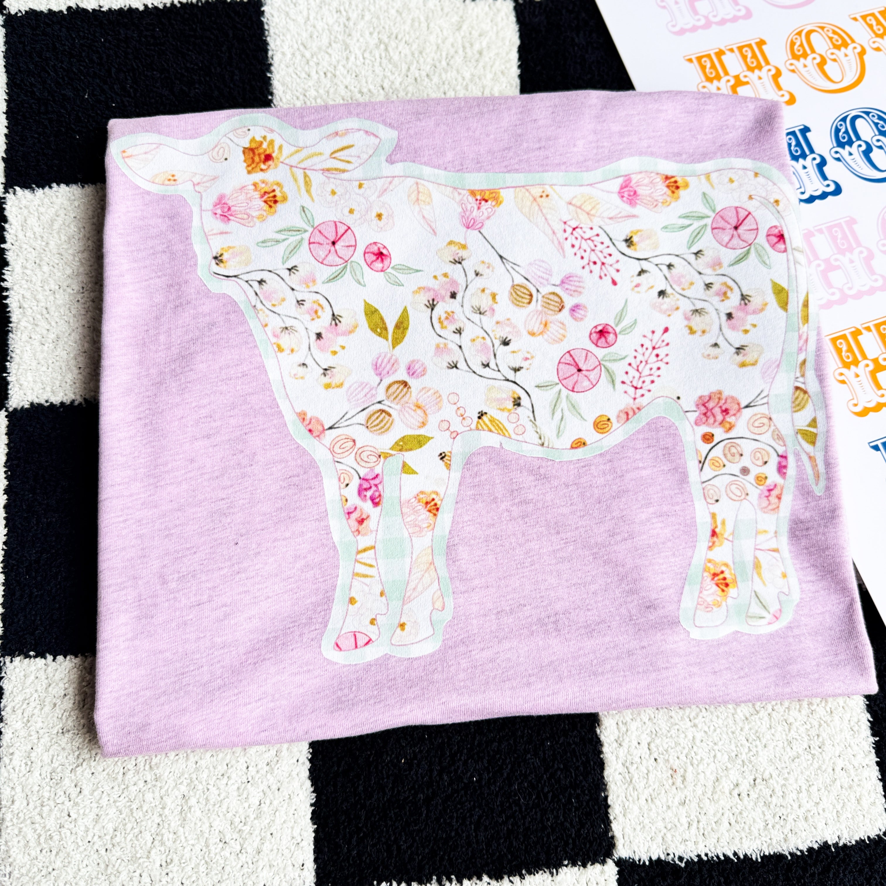 Floral Cow Graphic Teer