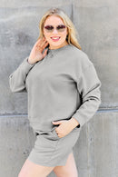 Double Take Texture Long Sleeve Top and Drawstring Shorts Set