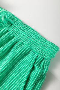 Wild Wind Solid Corded Knit Short Sleeve T Shirt and Wide Leg Pants Set