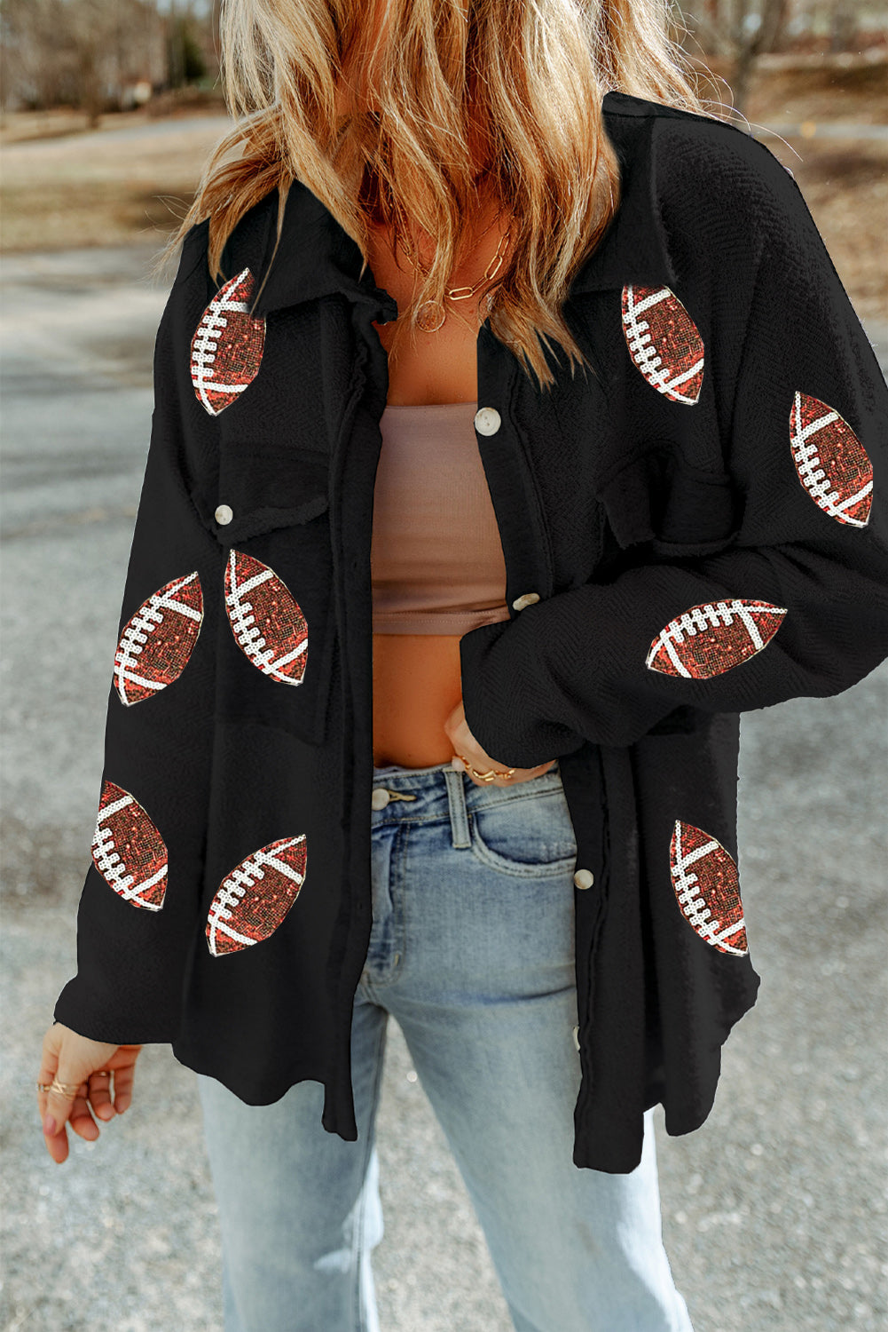 Black Fleece Football Shacket