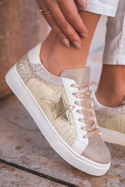 Tan and Rose Gold Sneakers