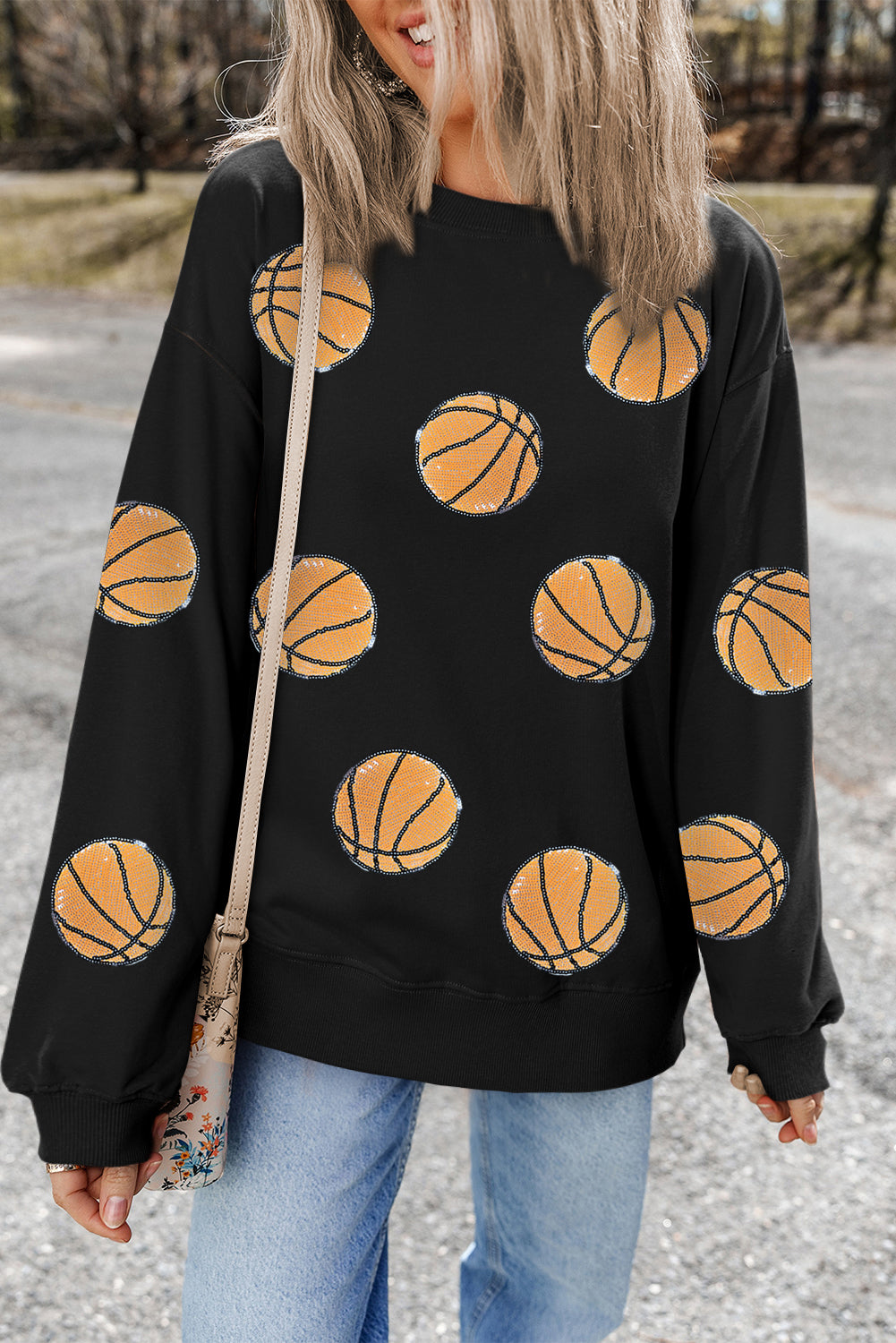 Basketball Sequin Crewneck