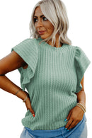 Sleet Solid Color Textured Flutter Sleeve Top