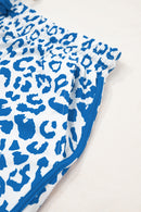 White Leopard Elastic Waist Lace up Contrast Trim Casual Shorts