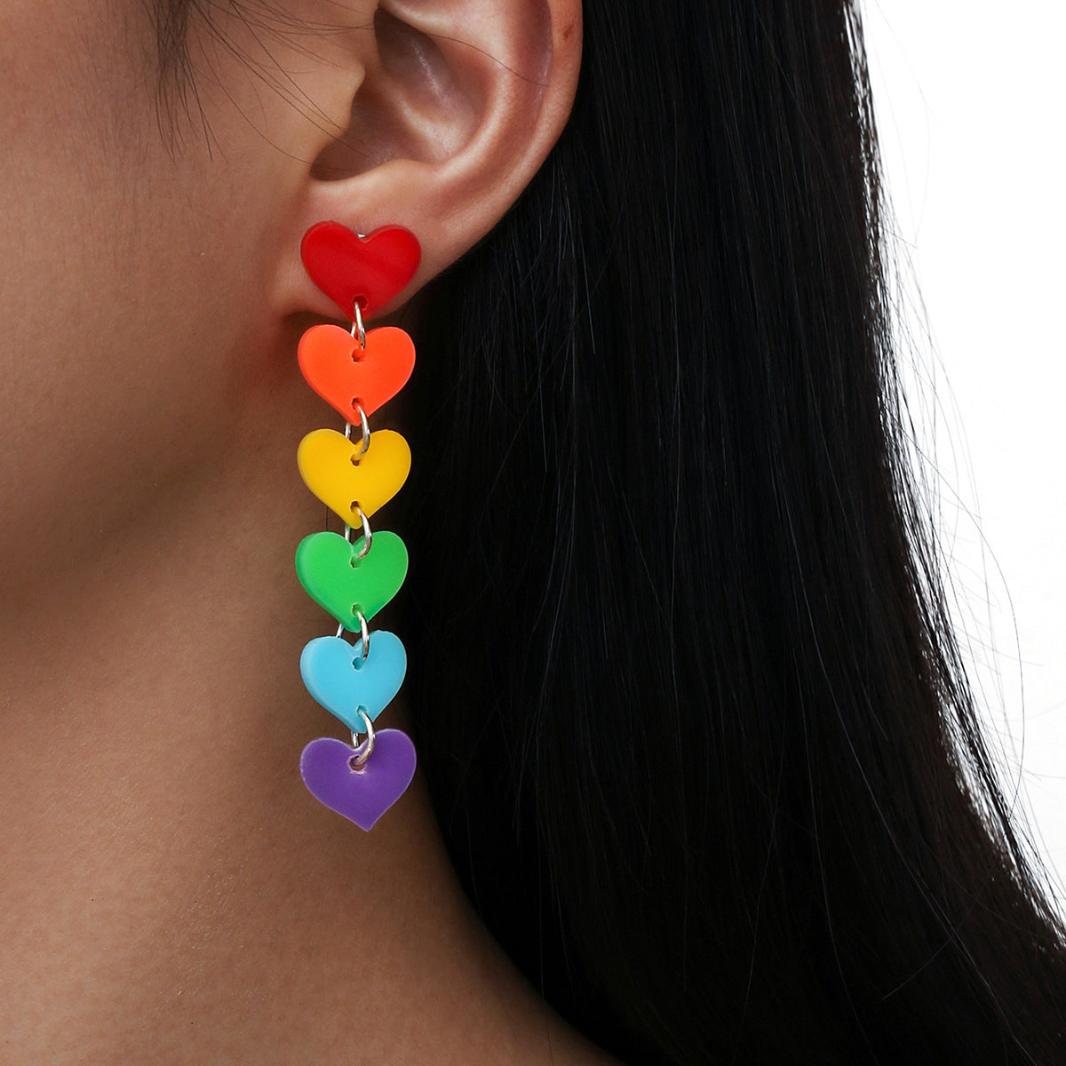 Rainbow Heart Drop Studs