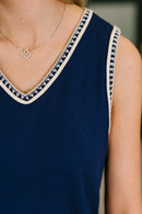 Airloom Trim Detail Mini Tank Dress in Navy