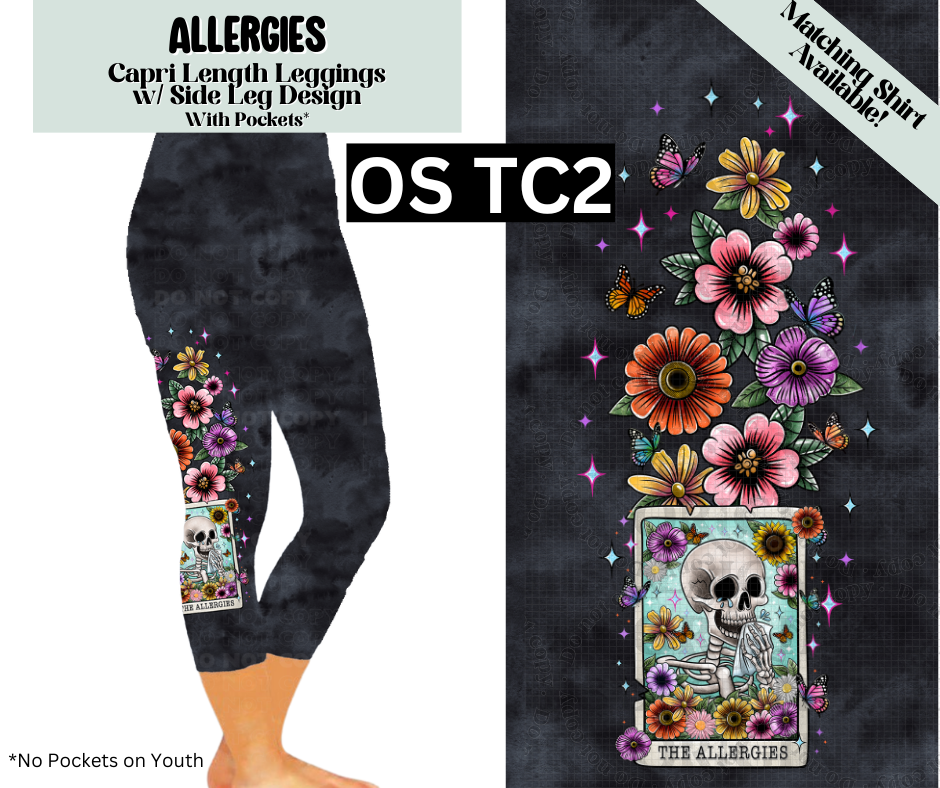 Allergies Capri Leggings w/ Side Leg Designs