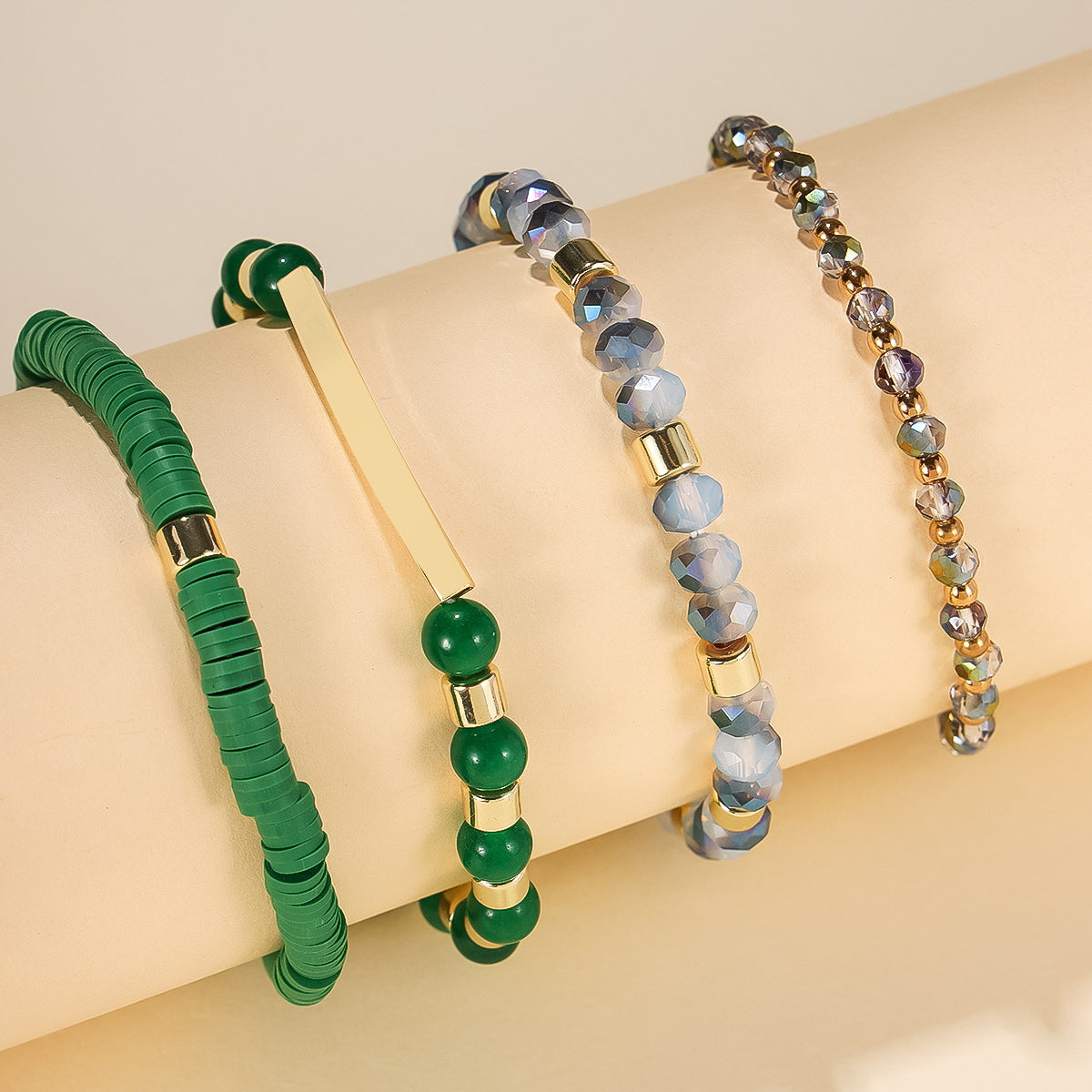 Go Green Heishi Bead Bracelet Stacks