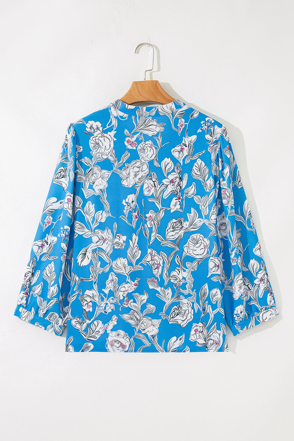 Blue Floral Fall Blouse