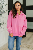 Bonbon Delight Quarter Zip Pullover in Pink