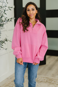 Bonbon Delight Quarter Zip Pullover in Pink