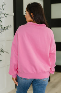 Bonbon Delight Quarter Zip Pullover in Pink