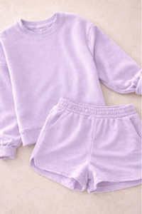zenana fleece sweatshirt and short set