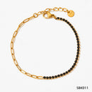Stainless Paperclip Gemstone Bracelet