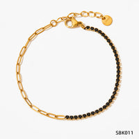 Stainless Paperclip Gemstone Bracelet