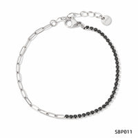 Stainless Paperclip Gemstone Bracelet