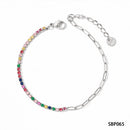 Stainless Paperclip Gemstone Bracelet