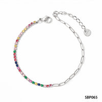 Stainless Paperclip Gemstone Bracelet