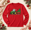 Christmas Tractor Kids Long Sleeve Tee