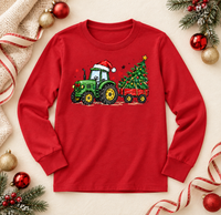 Christmas Tractor Kids Long Sleeve Tee