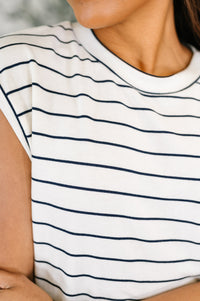 Everything In Between Striped Cap Sleeve Tee
