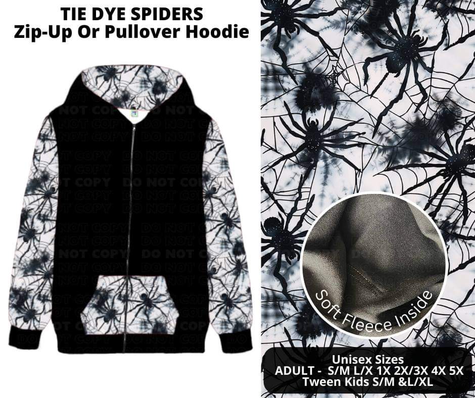 Tie Dye Spiders Zip-Up or Pullover Hoodie