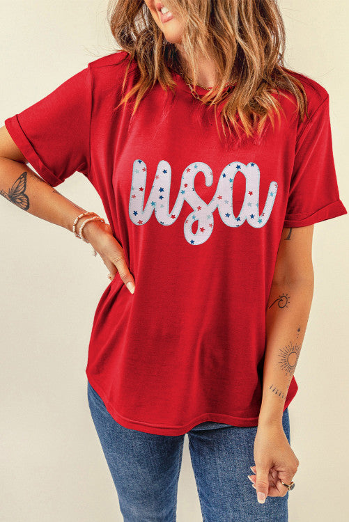 Red Starry usa Graphic Crewneck T Shirt RTS