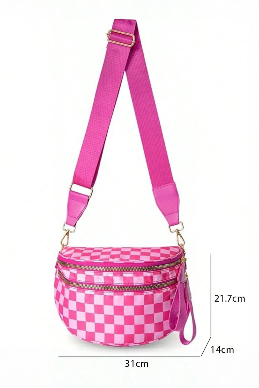 Pink Checkered Crossbody