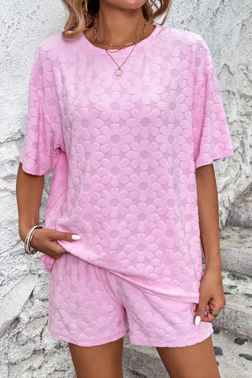 Pink Flower Textured Set
