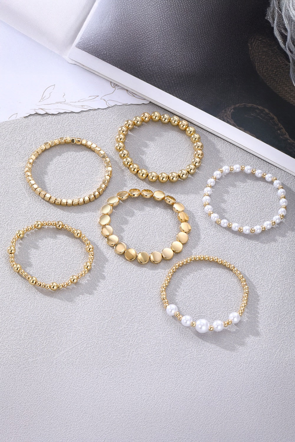 Gold Pearl Layered Bracelets