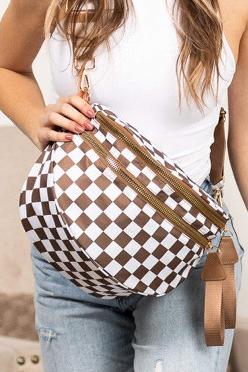 Large Checkered Crossbody Bag