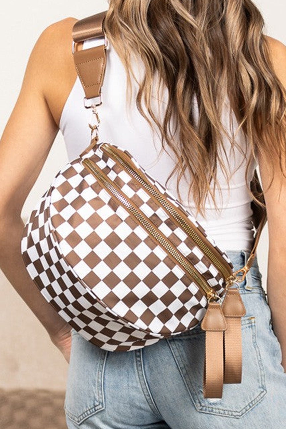 Large Checkered Crossbody Bag