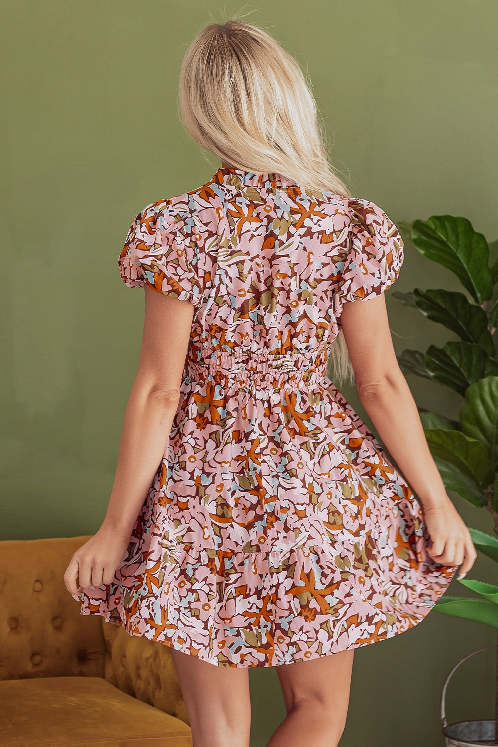 Pink and Orange Floral Dress