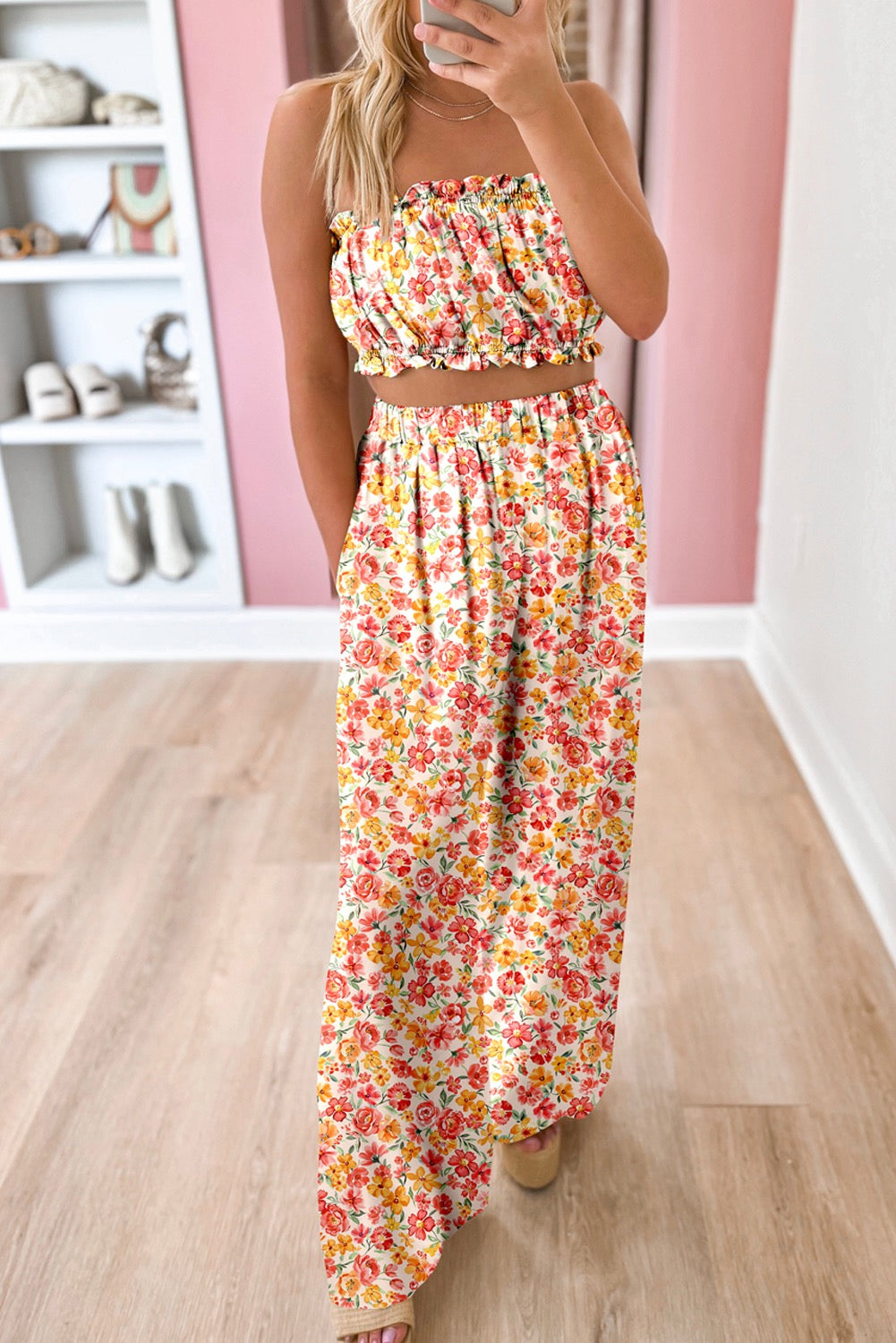Floral Bandeau Pants Set