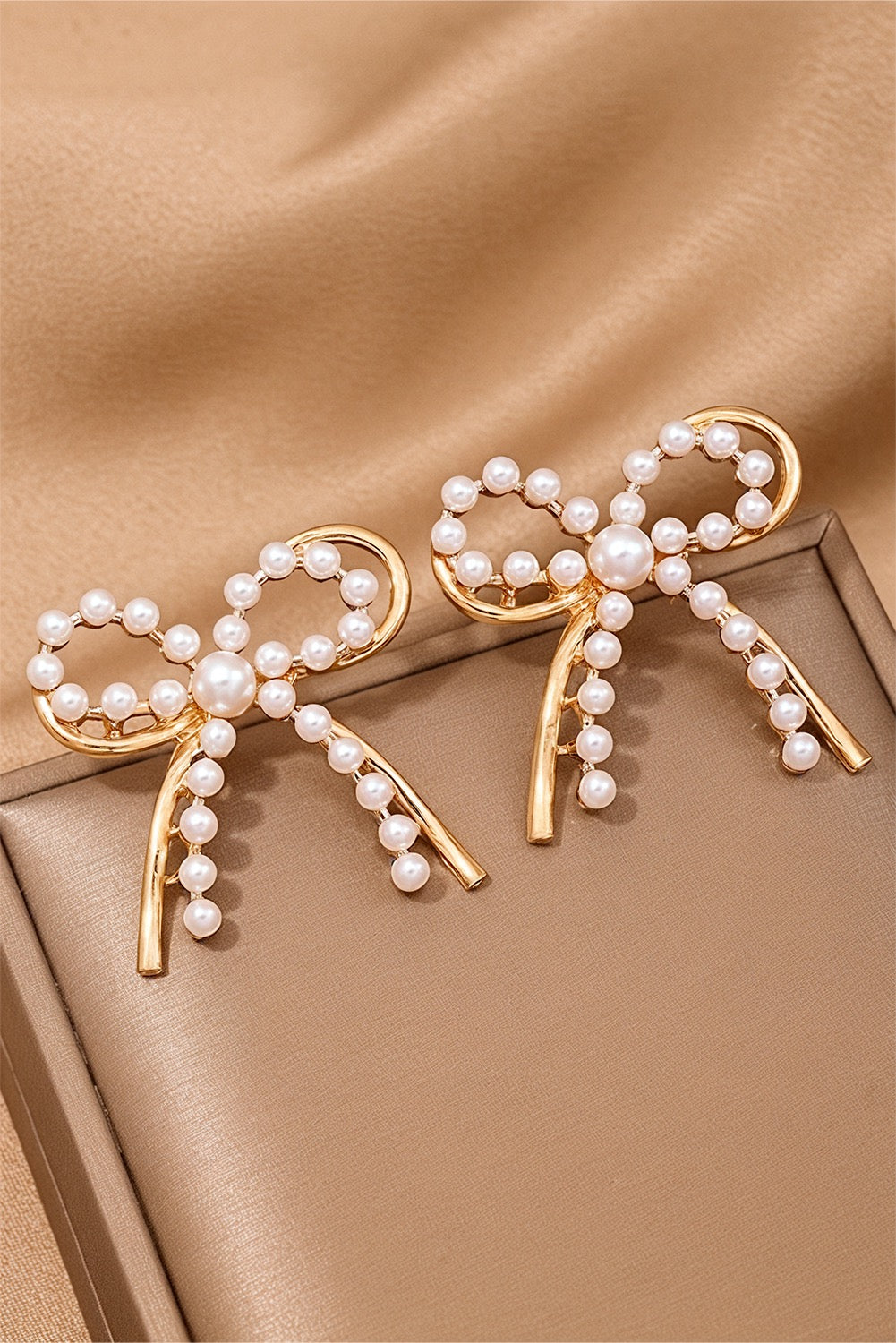 Pearl and Gold Bow Earrings