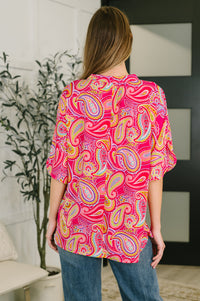 Lizzy Breeze Top in Hot Pink Paisley