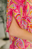 Lizzy Breeze Top in Hot Pink Paisley